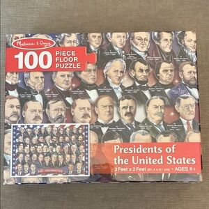 NWOT Melissa & Doug 100 PC Floor Puzzle Age 6+ Presidents of the United States